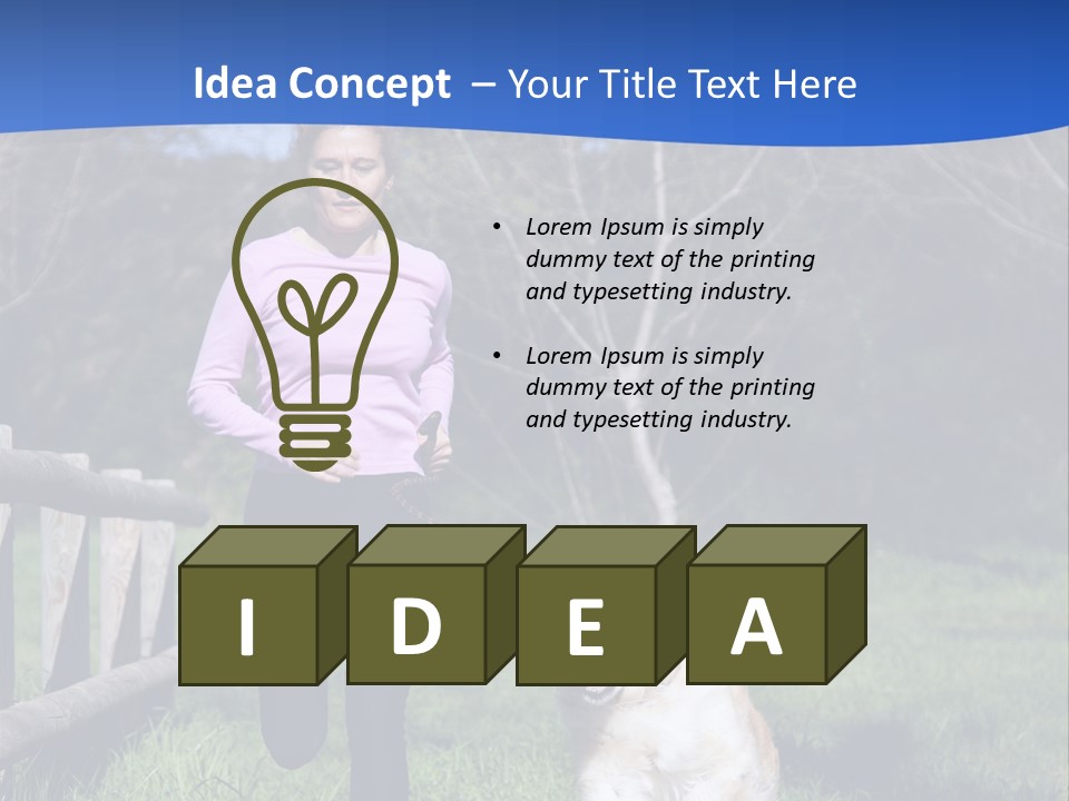 A Woman Is Walking Her Dog In A Field PowerPoint Template