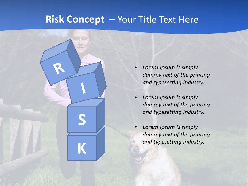 A Woman Is Walking Her Dog In A Field PowerPoint Template