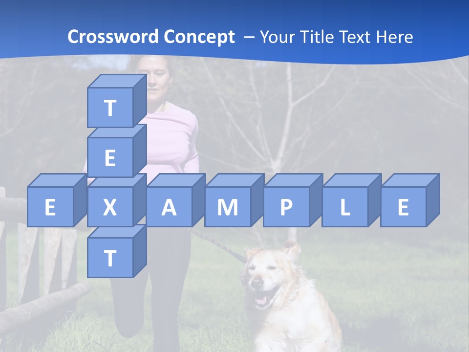 A Woman Is Walking Her Dog In A Field PowerPoint Template