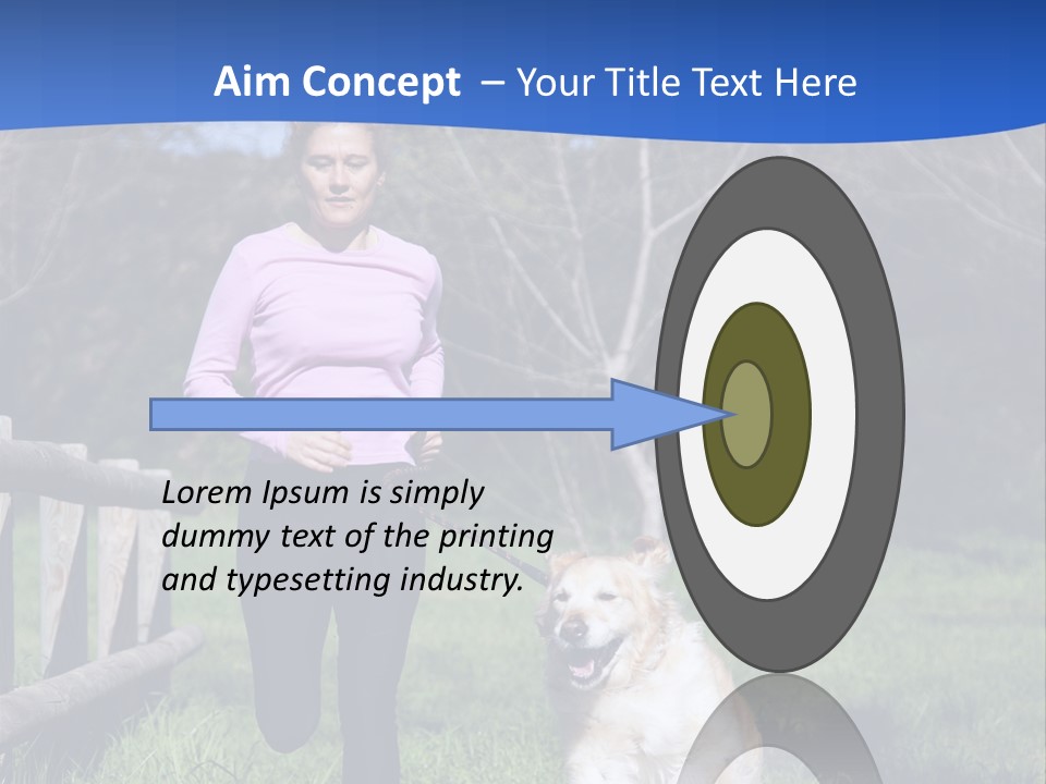 A Woman Is Walking Her Dog In A Field PowerPoint Template