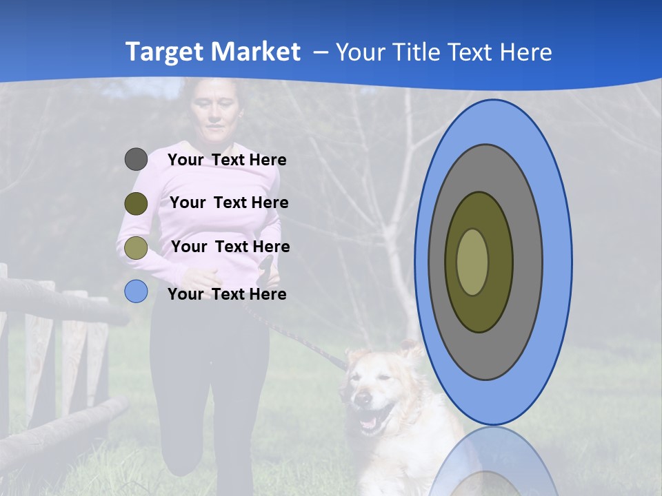 A Woman Is Walking Her Dog In A Field PowerPoint Template