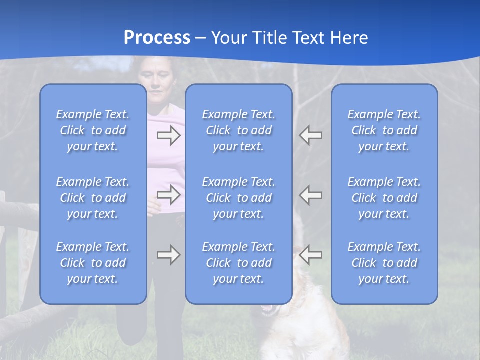 A Woman Is Walking Her Dog In A Field PowerPoint Template