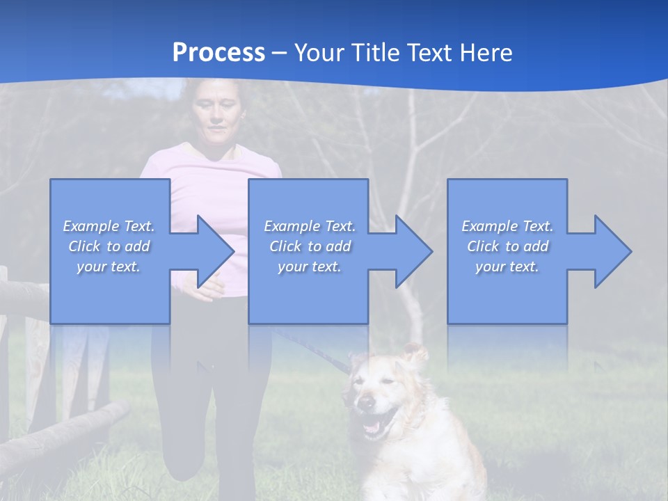 A Woman Is Walking Her Dog In A Field PowerPoint Template