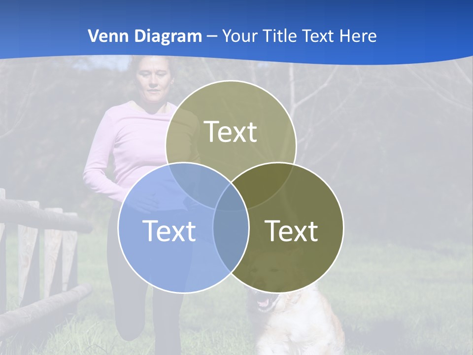 A Woman Is Walking Her Dog In A Field PowerPoint Template