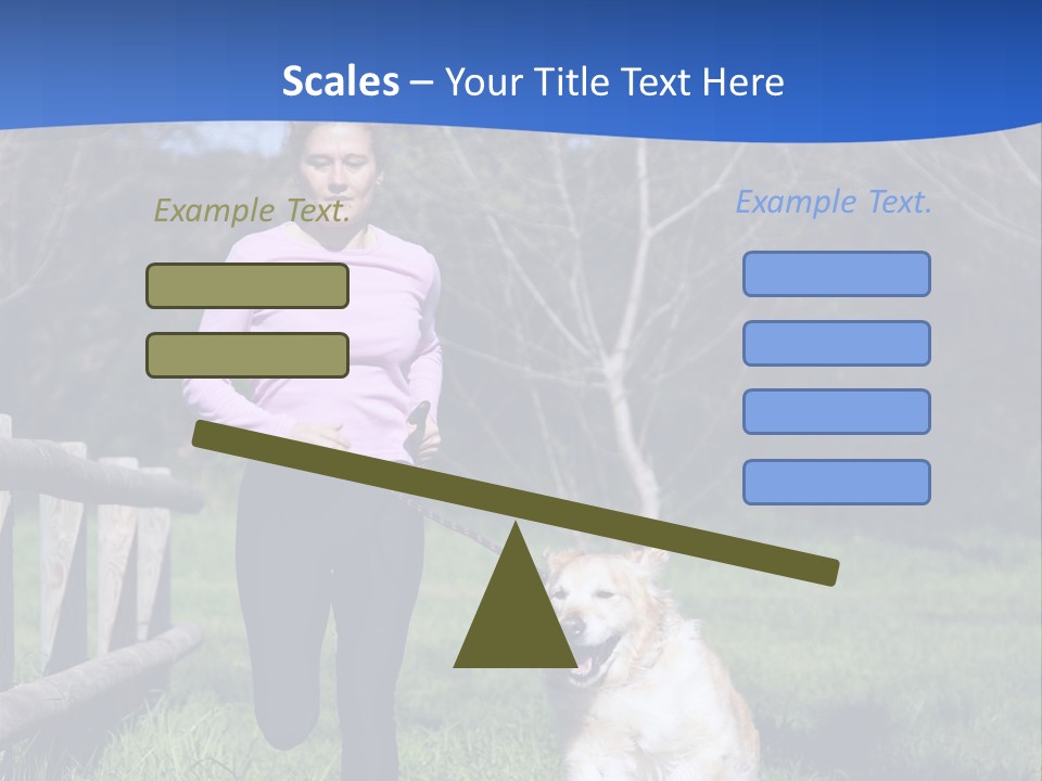 A Woman Is Walking Her Dog In A Field PowerPoint Template