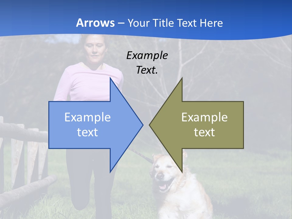 A Woman Is Walking Her Dog In A Field PowerPoint Template