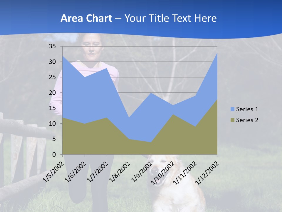 A Woman Is Walking Her Dog In A Field PowerPoint Template
