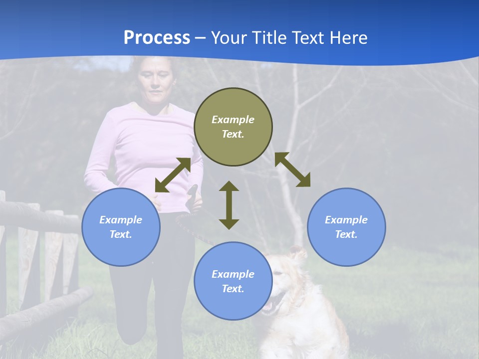 A Woman Is Walking Her Dog In A Field PowerPoint Template