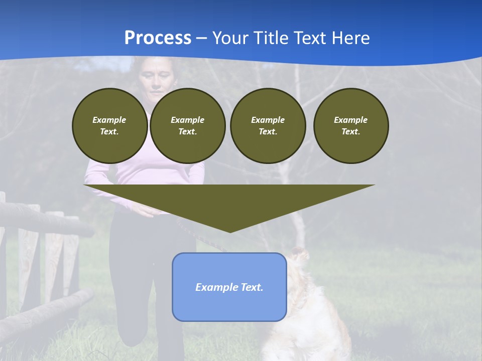 A Woman Is Walking Her Dog In A Field PowerPoint Template