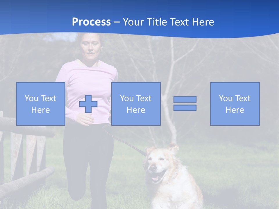 A Woman Is Walking Her Dog In A Field PowerPoint Template