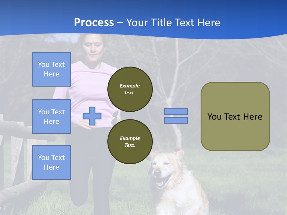 A Woman Is Walking Her Dog In A Field PowerPoint Template
