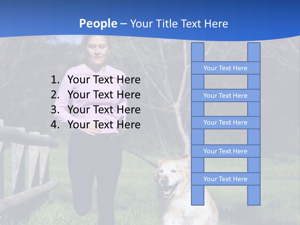 A Woman Is Walking Her Dog In A Field PowerPoint Template