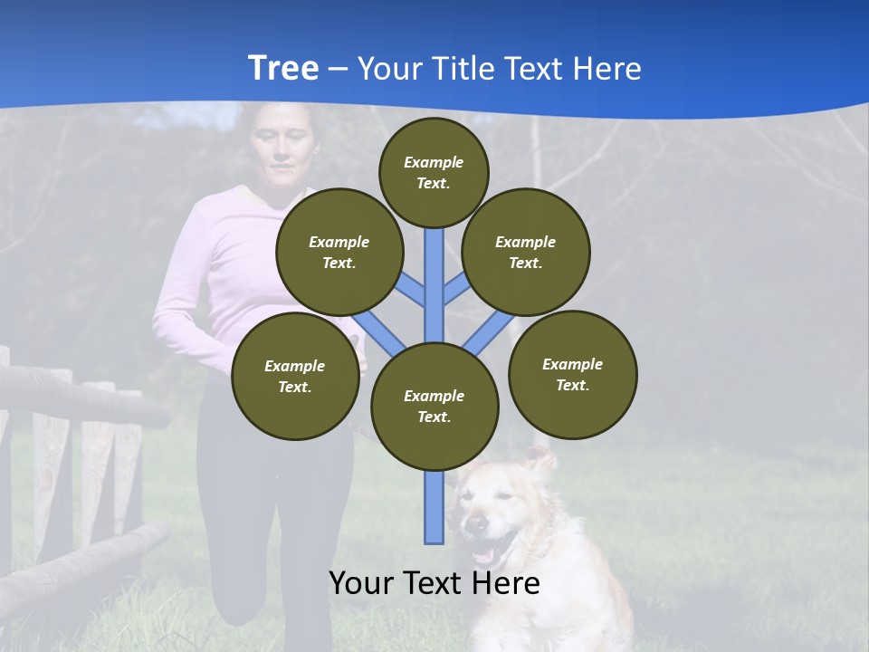 A Woman Is Walking Her Dog In A Field PowerPoint Template