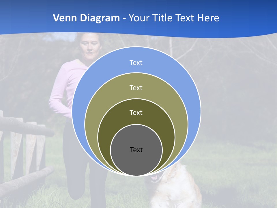 A Woman Is Walking Her Dog In A Field PowerPoint Template