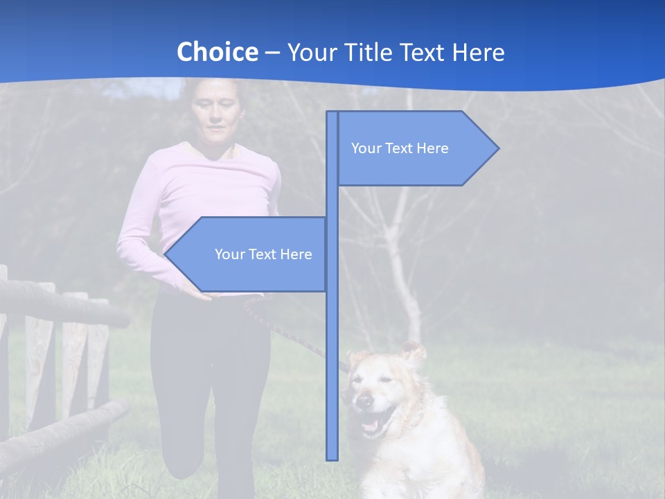 A Woman Is Walking Her Dog In A Field PowerPoint Template