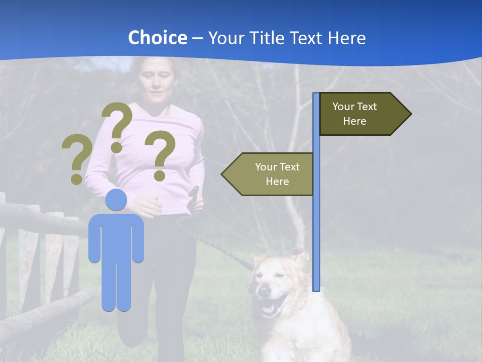 A Woman Is Walking Her Dog In A Field PowerPoint Template