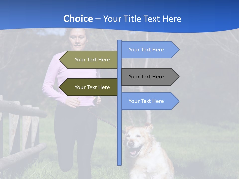 A Woman Is Walking Her Dog In A Field PowerPoint Template