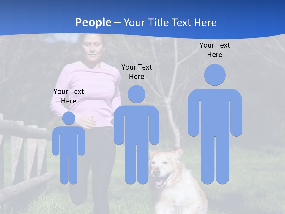 A Woman Is Walking Her Dog In A Field PowerPoint Template