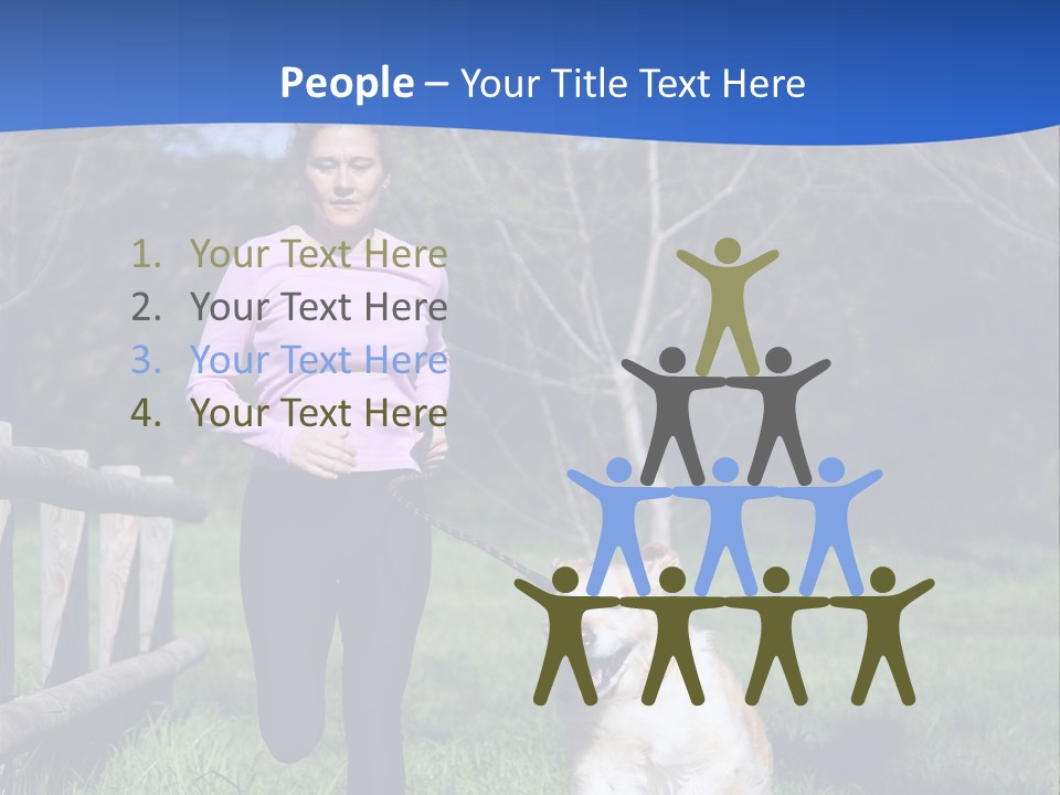 A Woman Is Walking Her Dog In A Field PowerPoint Template