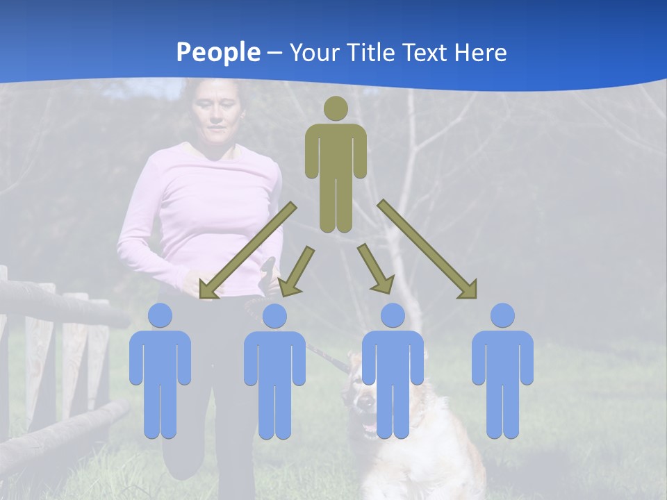 A Woman Is Walking Her Dog In A Field PowerPoint Template