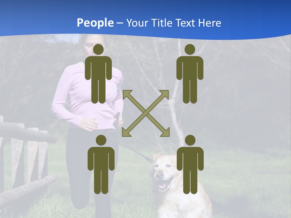 A Woman Is Walking Her Dog In A Field PowerPoint Template