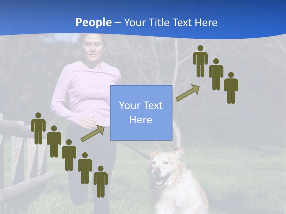 A Woman Is Walking Her Dog In A Field PowerPoint Template