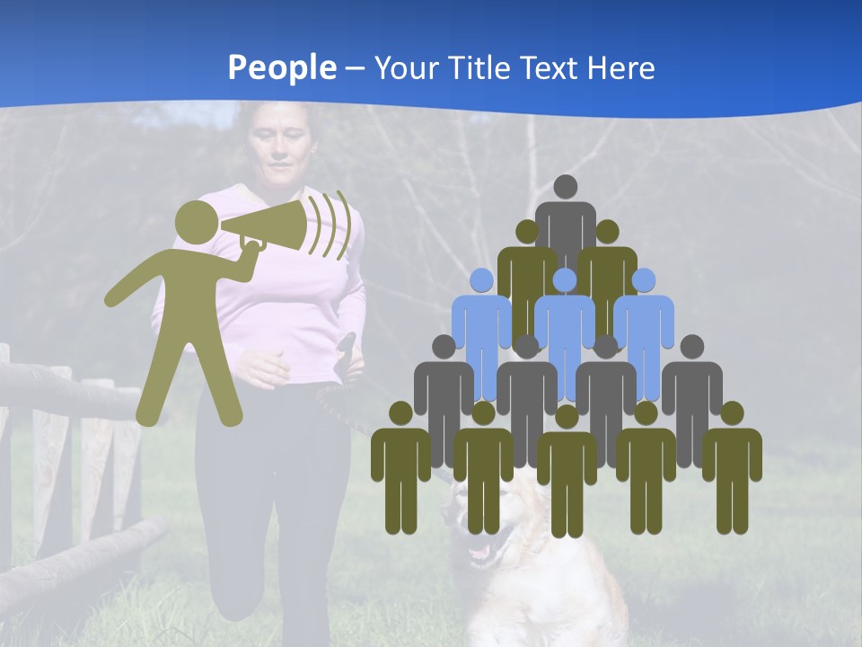 A Woman Is Walking Her Dog In A Field PowerPoint Template