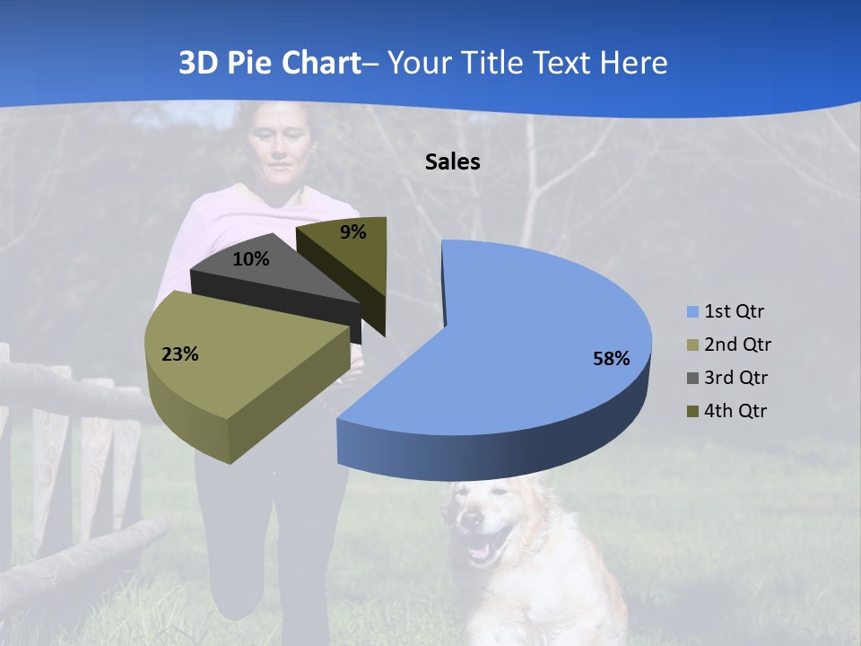 A Woman Is Walking Her Dog In A Field PowerPoint Template