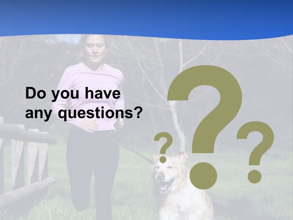 A Woman Is Walking Her Dog In A Field PowerPoint Template
