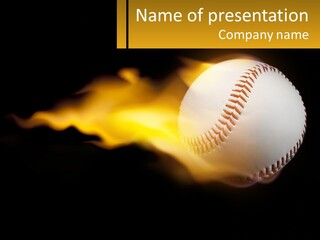 A Baseball On Fire With A Black Background PowerPoint Template