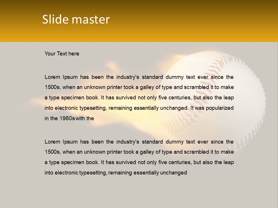 A Baseball On Fire With A Black Background PowerPoint Template