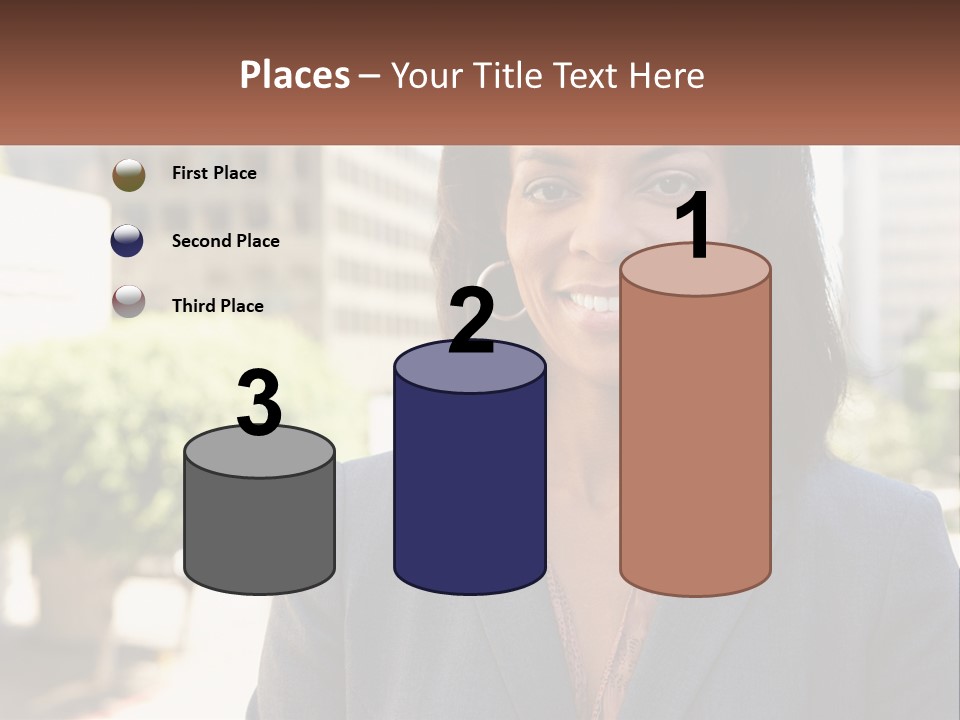 A Woman In A Business Suit Is Smiling For The Camera PowerPoint Template