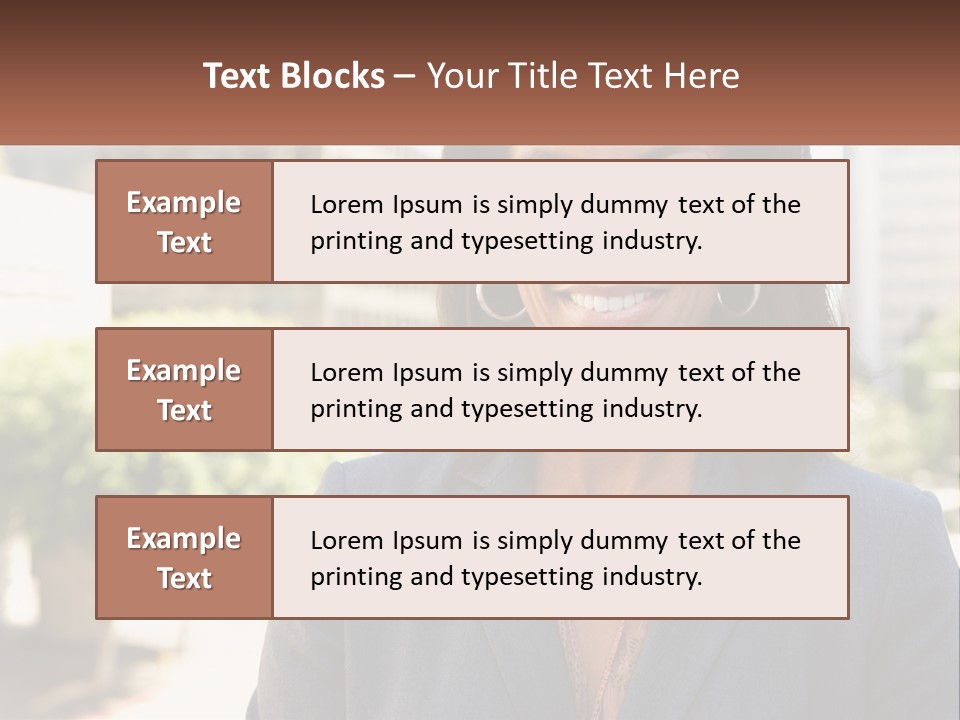 A Woman In A Business Suit Is Smiling For The Camera PowerPoint Template