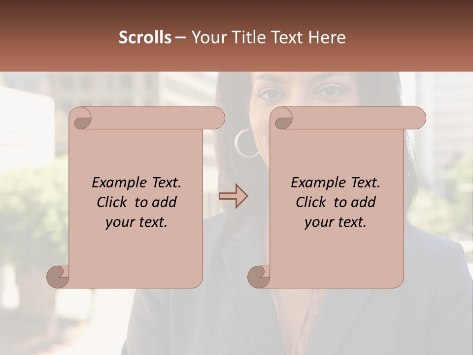 A Woman In A Business Suit Is Smiling For The Camera PowerPoint Template