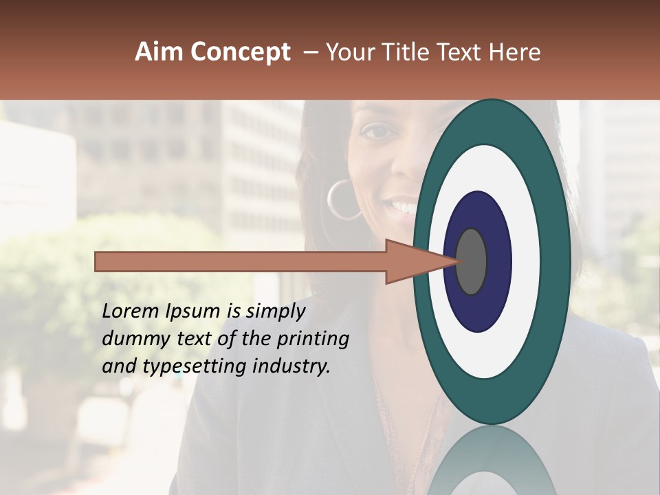 A Woman In A Business Suit Is Smiling For The Camera PowerPoint Template