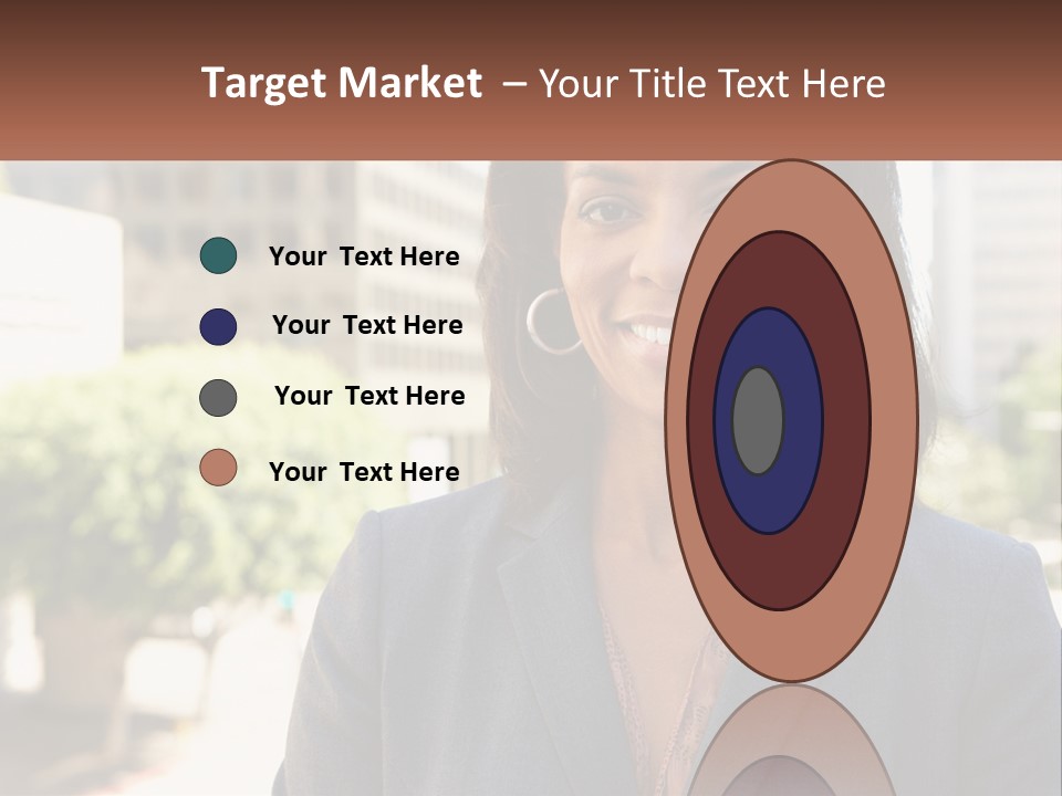 A Woman In A Business Suit Is Smiling For The Camera PowerPoint Template