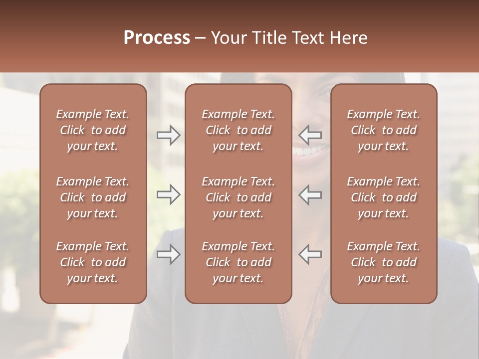 A Woman In A Business Suit Is Smiling For The Camera PowerPoint Template