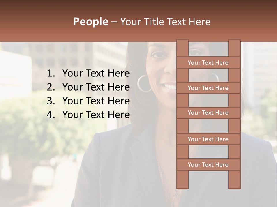 A Woman In A Business Suit Is Smiling For The Camera PowerPoint Template