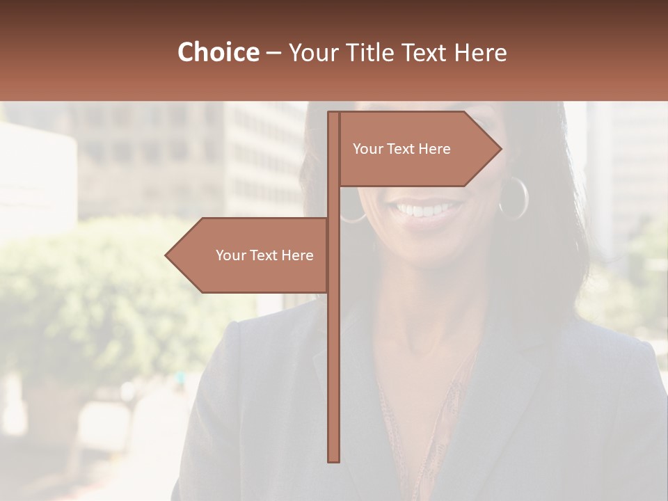 A Woman In A Business Suit Is Smiling For The Camera PowerPoint Template