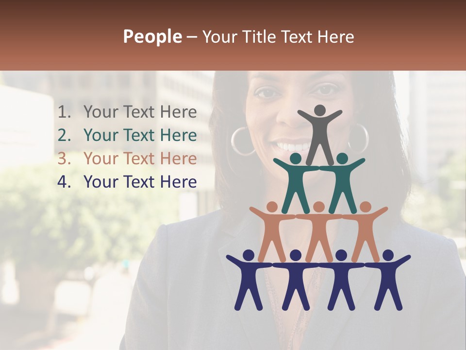 A Woman In A Business Suit Is Smiling For The Camera PowerPoint Template