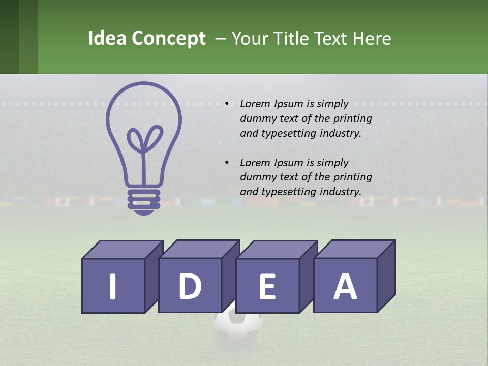 A Soccer Field With A Stadium In The Background PowerPoint Template