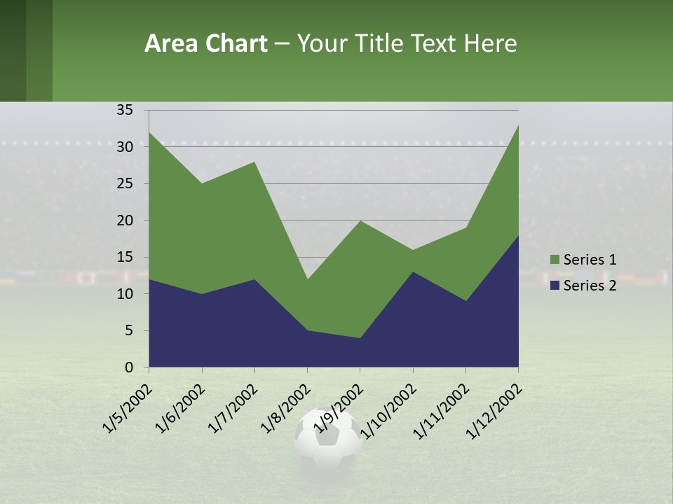 A Soccer Field With A Stadium In The Background PowerPoint Template