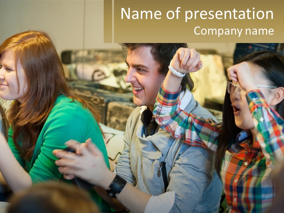 A Group Of Young People Standing Next To Each Other PowerPoint Template