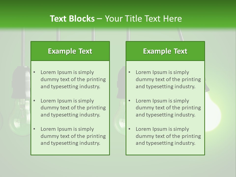 A Group Of Light Bulbs With A Green Background PowerPoint Template