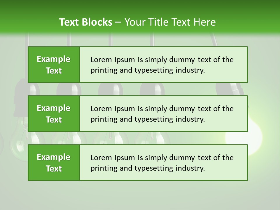 A Group Of Light Bulbs With A Green Background PowerPoint Template
