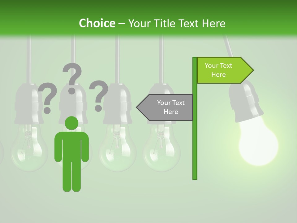 A Group Of Light Bulbs With A Green Background PowerPoint Template