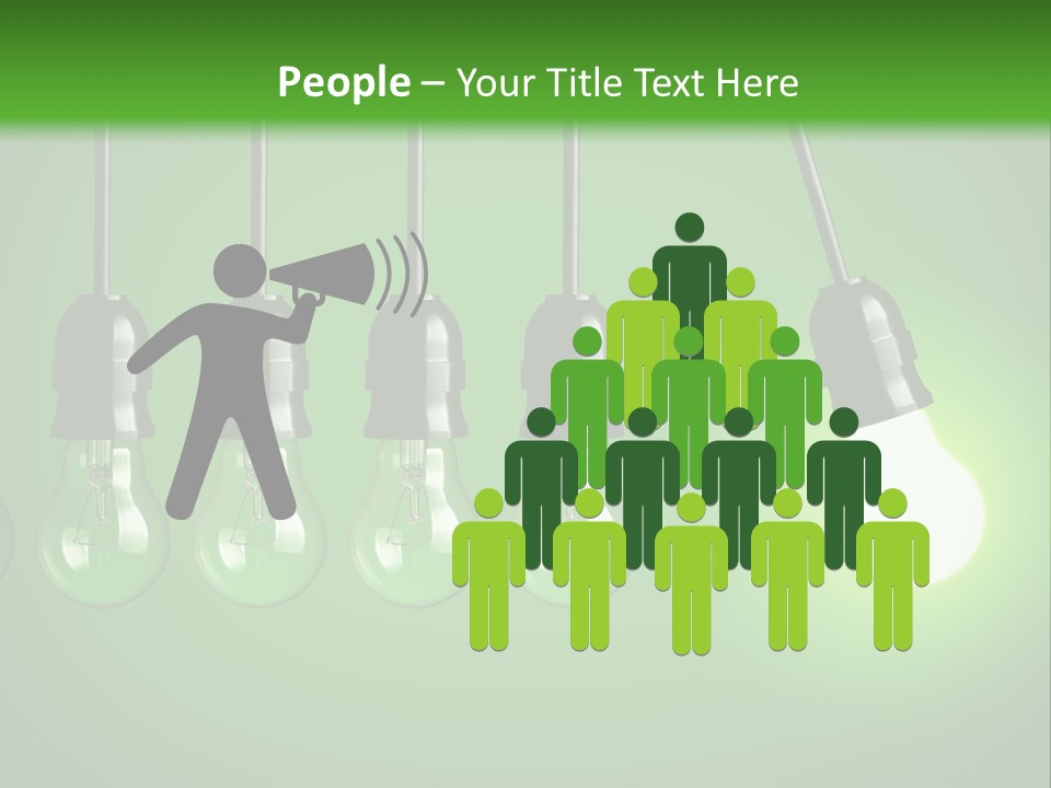 A Group Of Light Bulbs With A Green Background PowerPoint Template