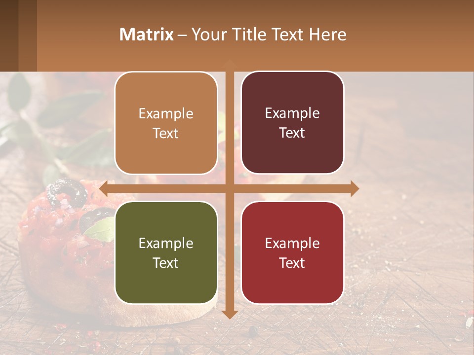 A Wooden Table Topped With Mini Pizzas Covered In Toppings PowerPoint Template