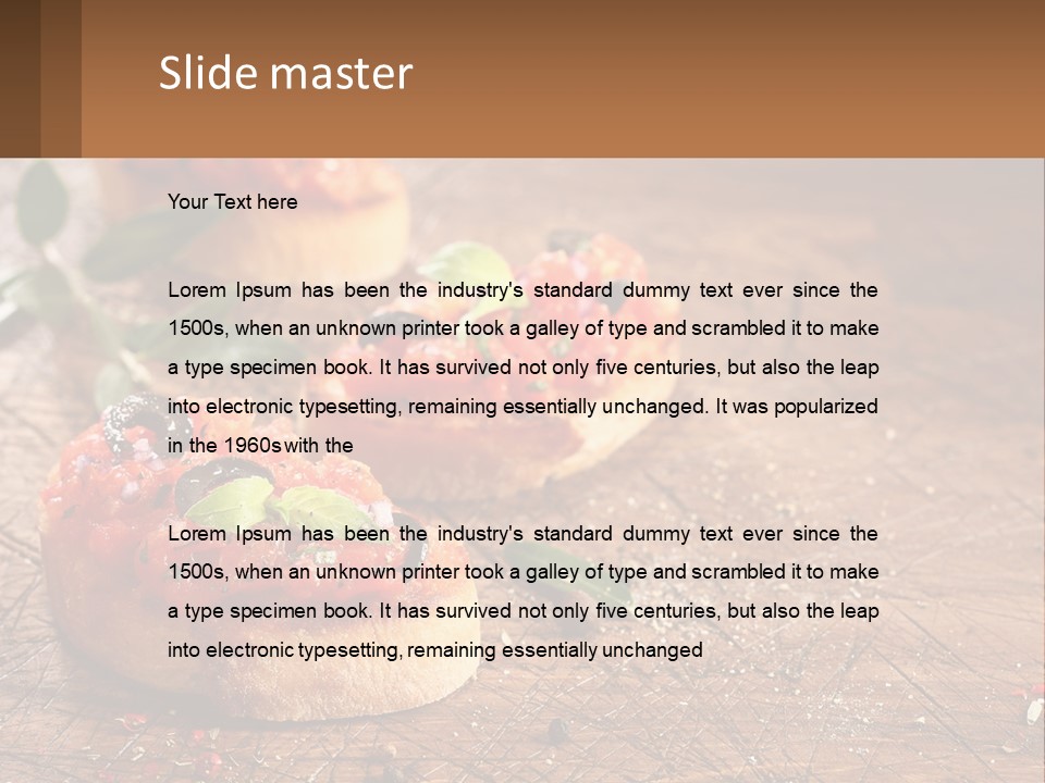 A Wooden Table Topped With Mini Pizzas Covered In Toppings PowerPoint Template