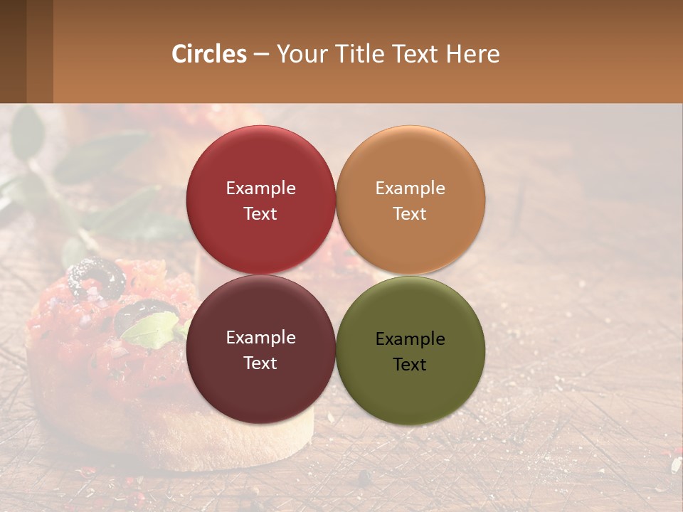 A Wooden Table Topped With Mini Pizzas Covered In Toppings PowerPoint Template